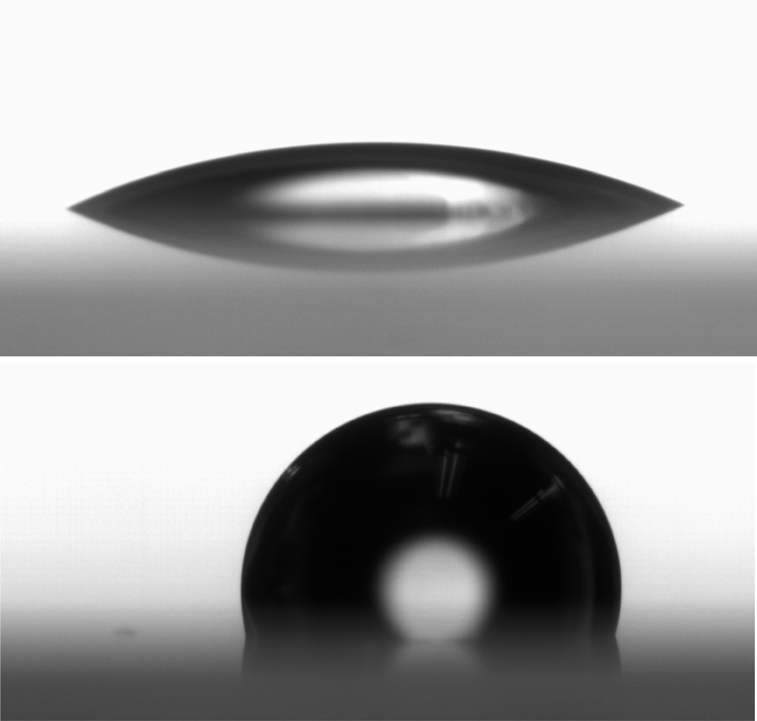 Image: Water wetting of bare glass and hydrophobized glass, image courtesy of Andresen-Eguiluz group.